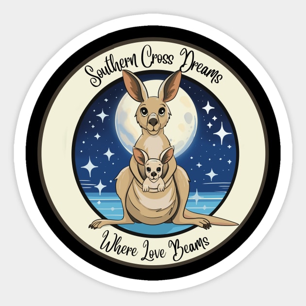 Southern Cross Dreams, Where Love Beams Kangaroo Love Sticker by LozsArt